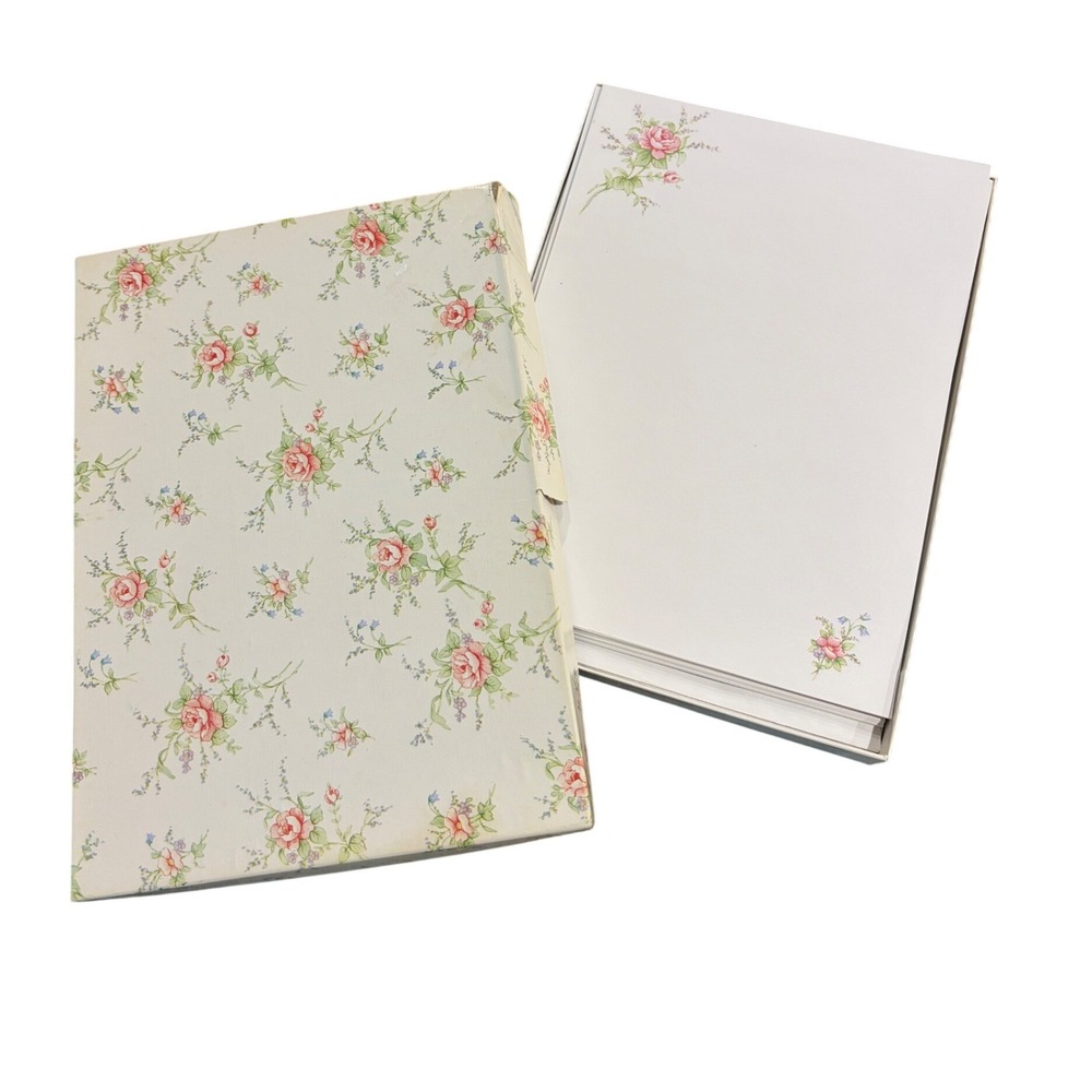 Regal Floral Rose Box Stationery 26 Sheets 18 Envelopes Cottagecore Flower 6329